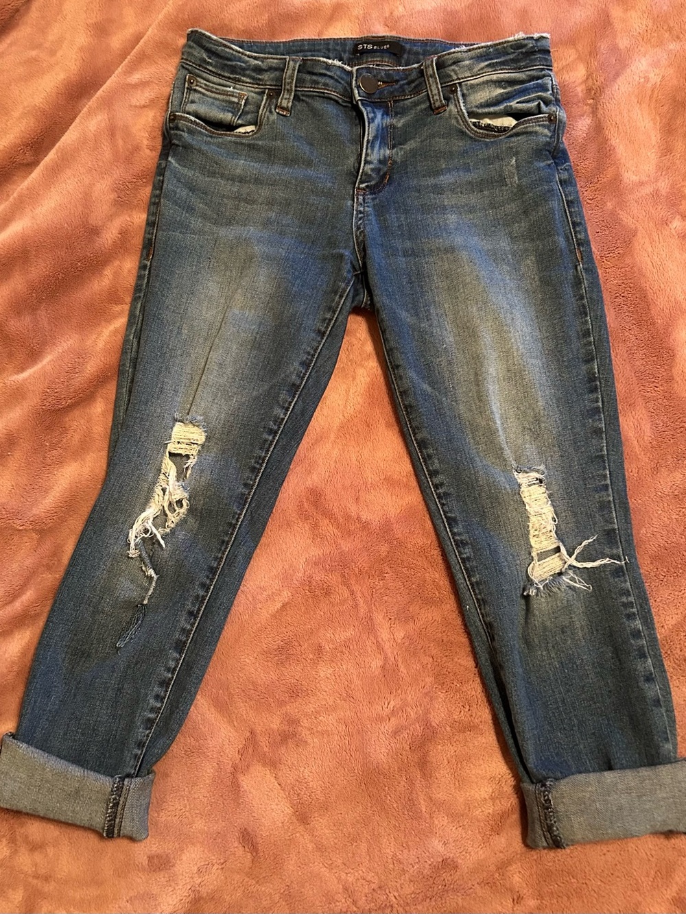 STS Blue Women’s Ripped Boyfriend Jeans - Medium Blue